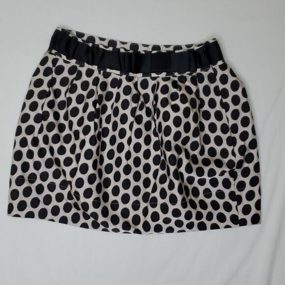 M BUBBLE SKIRT RIBBON TRIM BLACK CREAM POLKA DOT DOTS FULL MEDIUM 21 - Picture 1 of 8
